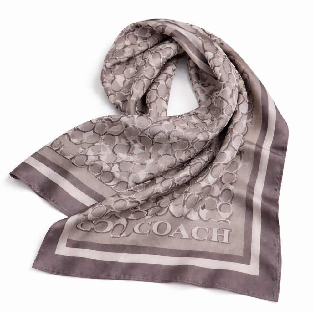 Coach Silver and Gray Monogram Scarf